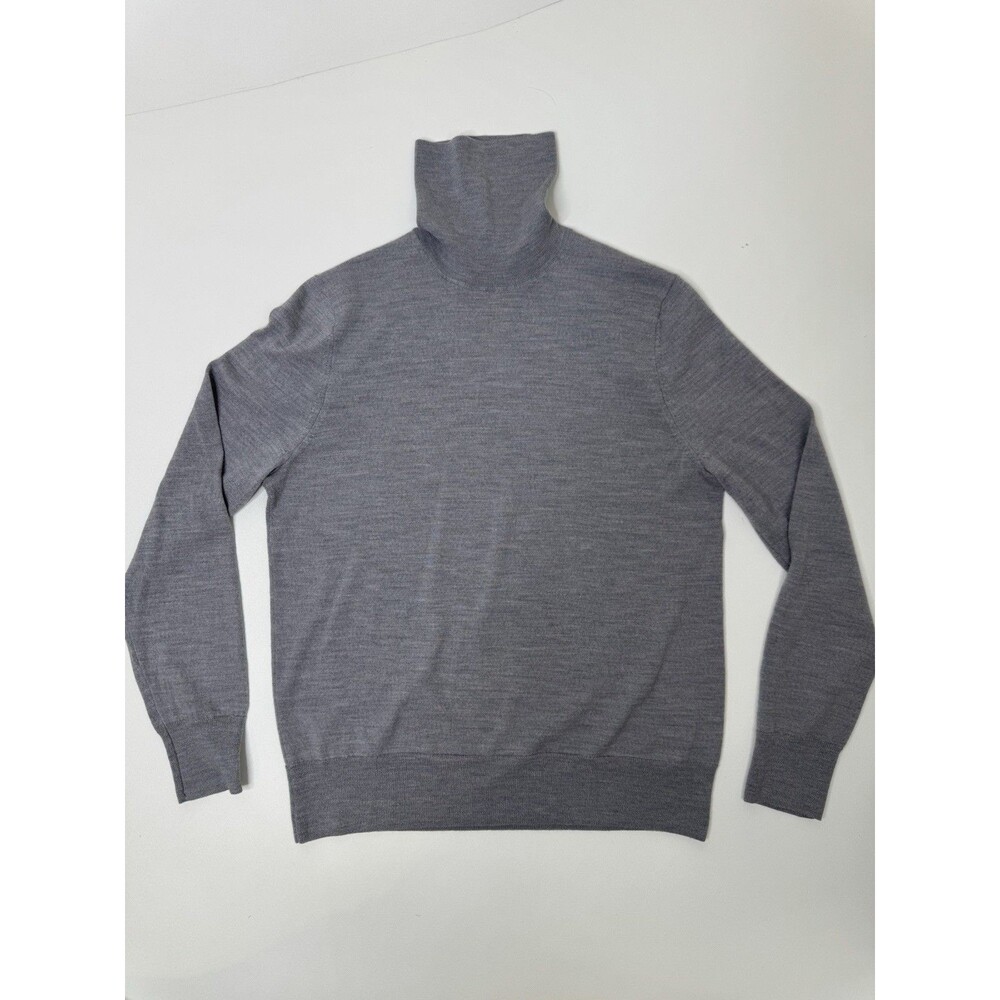 Brooks Brothers Gray Turtleneck Sweater Extra-Fine Italian Merino Wool Medium